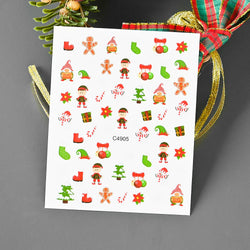 Christmas Greenery Nail Stickers Xmas Holly Animal Penguin Candy Winter Sliders Decor 2024 Holiday Decals Manicure Tips Foils *& (ONLINE ORDER ONLY)