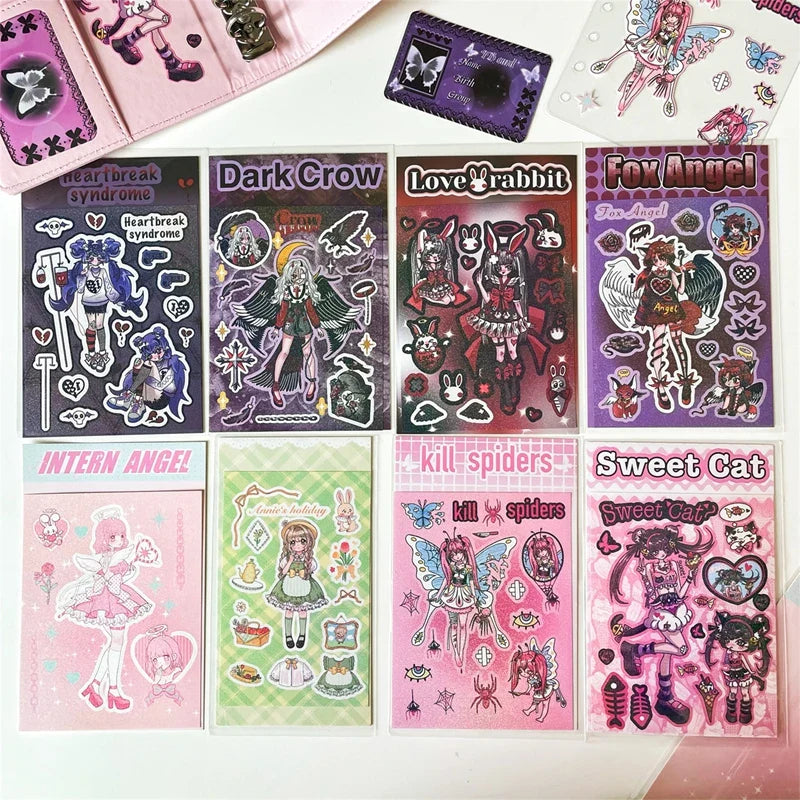 Korean ins Devil Angel Girl Stickers Diary Scrapbooking DIY Album Decoration Sticker Aesthetic Personalized Kawaii Stationery (ONLINE ORDER ONLY)