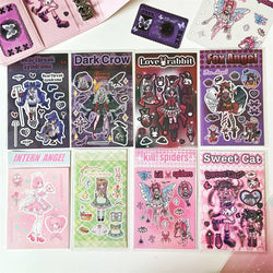 Korean ins Devil Angel Girl Stickers Diary Scrapbooking DIY Album Decoration Sticker Aesthetic Personalized Kawaii Stationery (ONLINE ORDER ONLY)