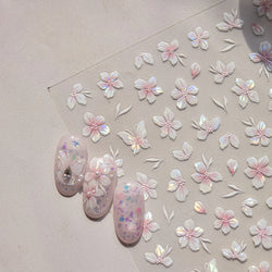 Embossed Flower Pink Butterfly Lucky Peach Blossom Chic Spring Petal 5D Soft Relief Adhesive Nail Art Stickers Manicure Decals (Online Order Only)