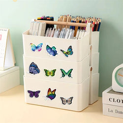 500PCS Fresh Butterfly Sticky Paper Labels Thank You Sticker Sealing Decoration Scrapbooking Stationery Hand Accounting Supplies (Online Order Only)