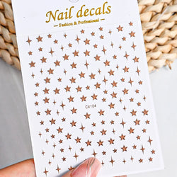 1 Sheet Star Nail Art Stickers 3d Self Adhesive Nail Decals Black White Golden Silver Color Star Design Nail Supplies Accessory (ONLINE ORDER ONLY)