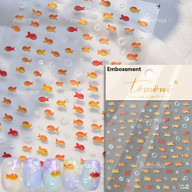 Fireworks Bloom Romantic Starry Sky Goldfish Metallics Color Gradient Self Adhesive Nail Art Stickers Halo Dyeing Manicure Decal (ONLINE ORDER ONLY)