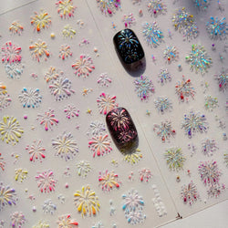 Colorful Fireworks Burst Hot Stamping Process Laser Pink Bright Romantic Self Adhesive Nail Art Stickers Chic Manicure Decals (ONLINE ORDER ONLY)