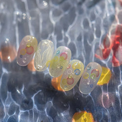 Colorful Bubbles Star Shiny Dreamy Glass Shards Flat 5D Soft Embossed Relief Self Adhesive Nail Art Sticker Chic Manicure Decal (ONLINE ORDER ONLY)