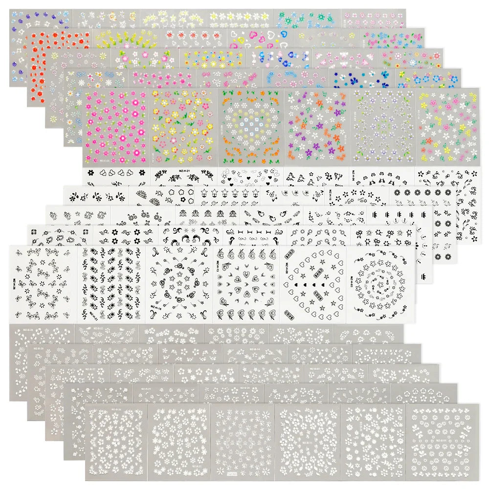 30 Sheets Cherry Blossom Nail Art Stickers White Flower Self-Adhesive Nail Decals with Assorted Floral Patterns for Manicuring * (Online Order Only)