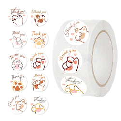 500PCS Cute Cat Claws Paper Labels Thank You Sticker Sealing DIY Decoration Scrapbooking Stationery Hand Accounting Supplies (ONLINE ORDER ONLY)