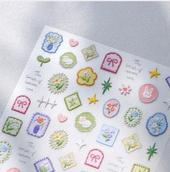 Cat Kitten Rabbit Flower Bouquet Bowknot Vase Bunny Grid Star Blocks Round Warm Sun Decoration Nail Art Stickers Manicure Decals (ONLINE ORDER ONLY)
