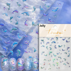 Mermaid Girl Conch Starfish Shell Bowknot Fish Scale Purple Ribbon Water Bubbles Chic Adhesive Nail Art Sticker Manicure Decals (ONLINE ORDER ONLY)