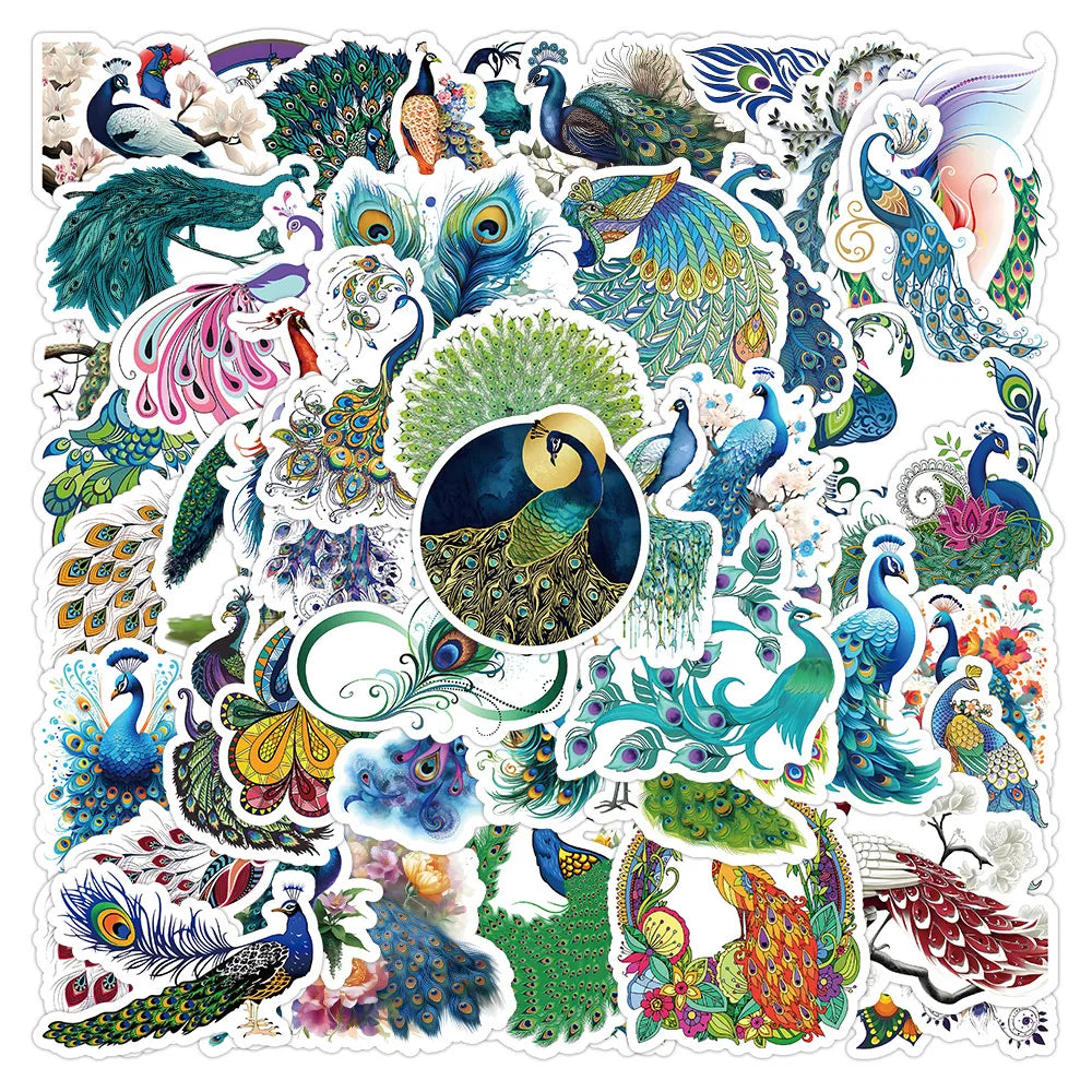 Peacock Cartoon Graffiti Stickers Waterproof Decorative 10/30/50pcs (Online Order Only)