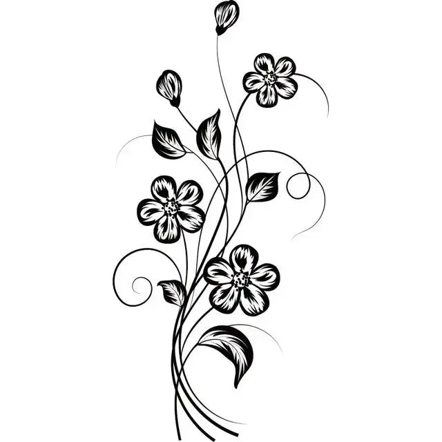 1 pc vibrant atmosphere Black Flower Wall Stickers Self Adhesive Art Wallpaper Decor Living Room Bedroom Removable  Vinyl Art (Online Order Only)