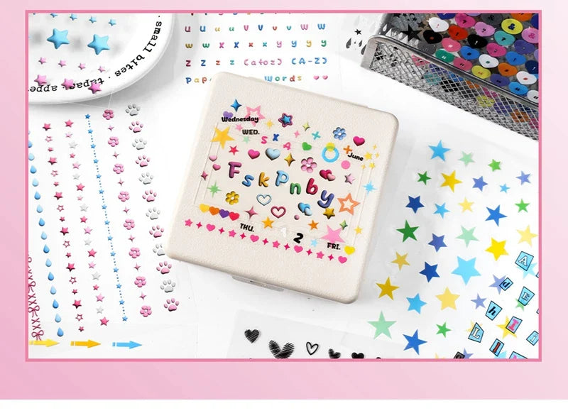 20Pages/piece Korean Ins Starlight Dot Series Decorative Stickers Phone Case Laptop DIY Idol Photocard Kawaii Journal Sticker (Online Order Only)