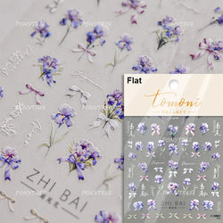 Wild Flower Oil Painting Small Variegated Daisy Peach Blossom Lavender Spring Petal Adhesive Nail Art Stickers Manicure Decals (Online Order Only)