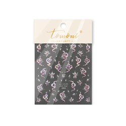Chic Purple Serpent Flower Winding Snake Elements Shiny Dreamy Animals Self Adhesive Nail Art Sticker Embossment Manicure Decals (ONLINE ORDER ONLY)