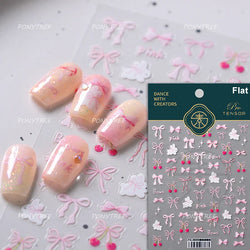 Rabbit Bunny Bear Flower Lace Bowknot Retro Frame Rose Self Adhesive Nail Art Decoration Stickers Chic Manicure Decals Wholesale (ONLINE ORDER ONLY)