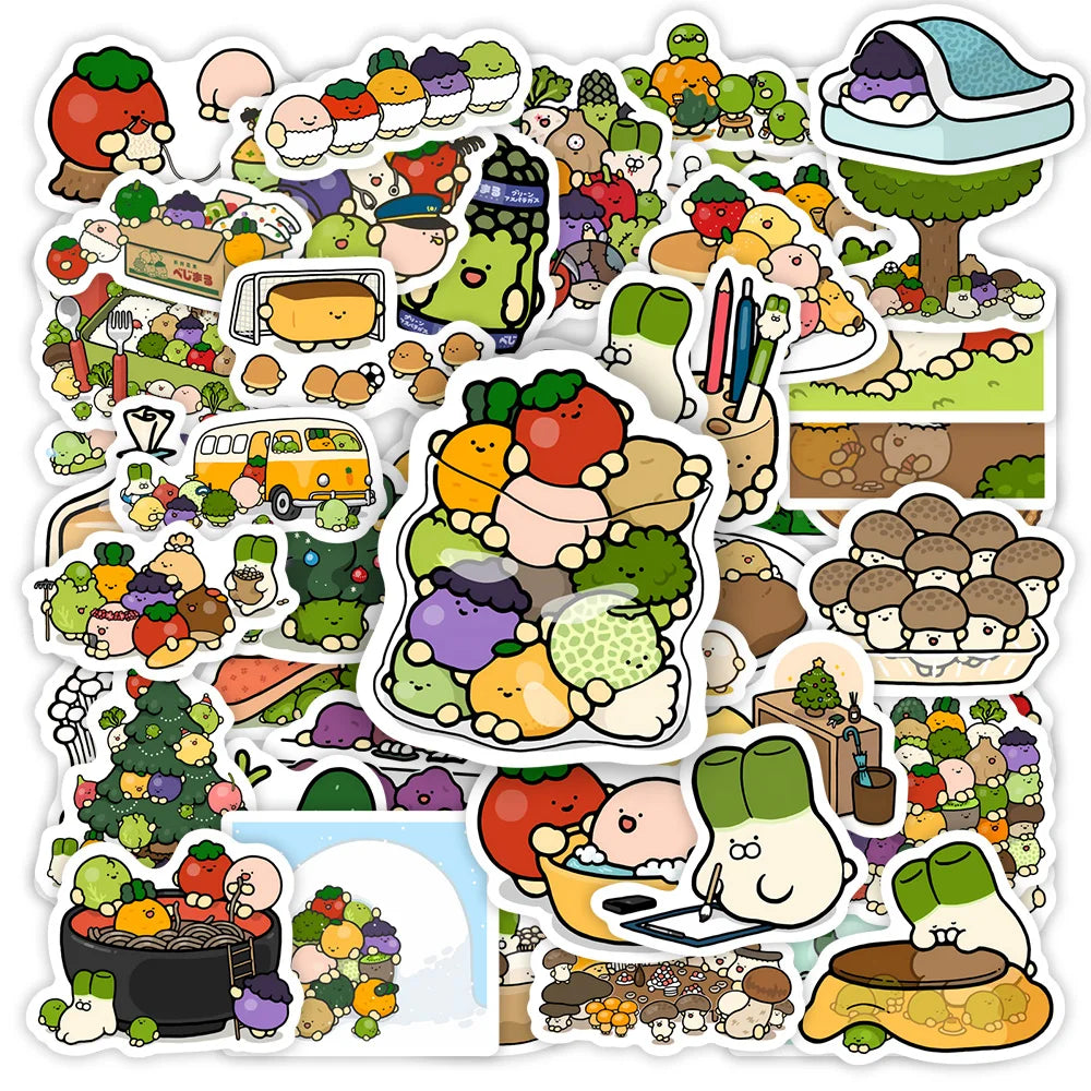 Cartoon Kawaii Vegetables Stickers Cute Aesthetic DIY Decals for Laptop Luggage Phone Kds Toy Scrapbook Notebook Waterproof (ONLINE ORDER ONLY)