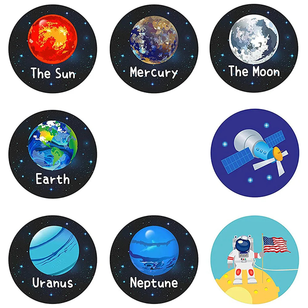 100-500PCS Children toys Space Planet Stickers school teacher Reward student stickers Scrapbooking stationery Decor (ONLINE ORDER ONLY)