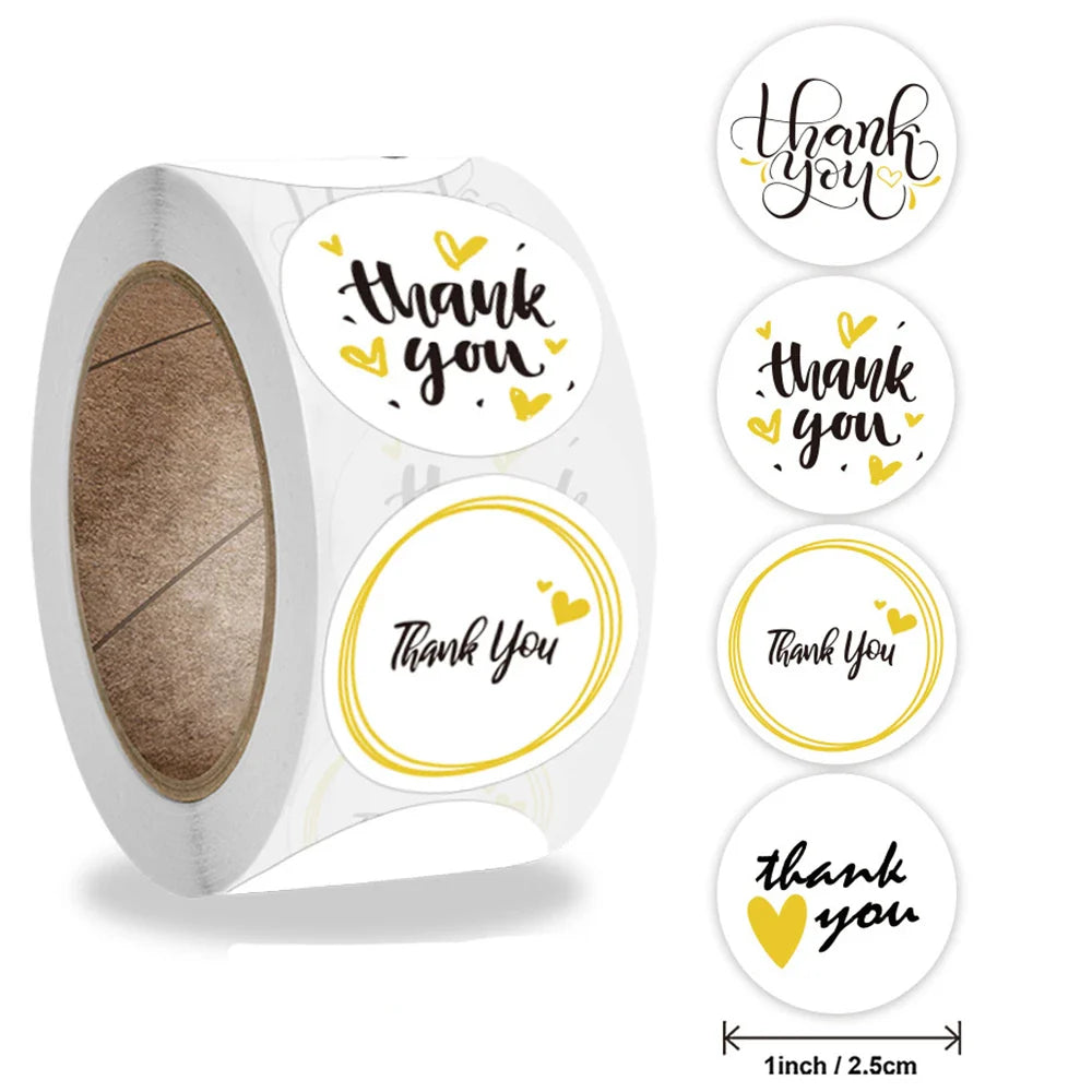 500pcs/roll Handmade with Love Letter Stickers Thank You Stickers Labels Wedding Box Gift Packing Decoration Stationery Stickers (ONLINE ORDER ONLY)
