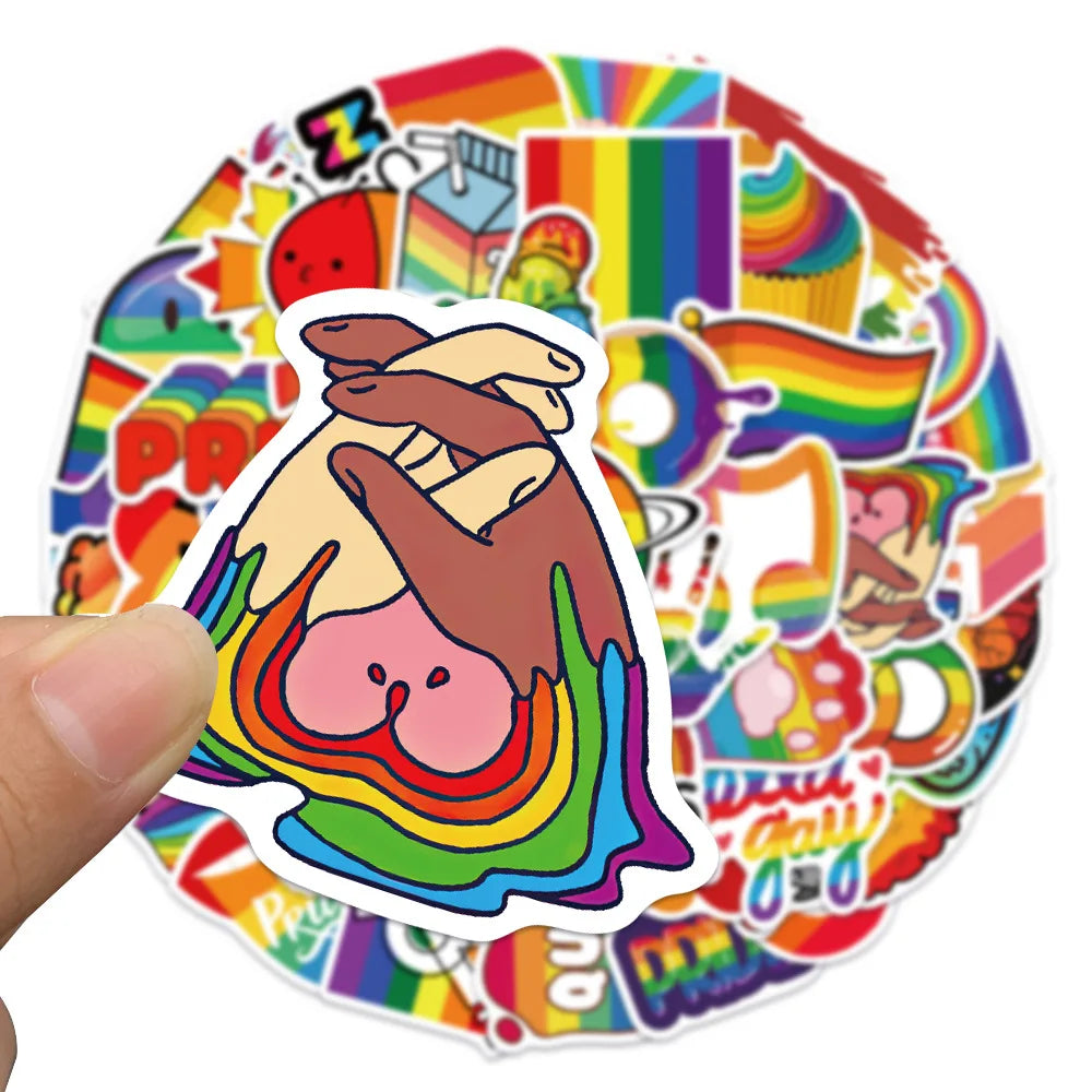 10/30/50Pcs Colorful Rainbow Funny LGBT Gay Pride Stickers On Skateboard Guitar Motorcycle Car Scrapbooking Laptop Suitcase Toys (ONLINE ORDER ONLY)