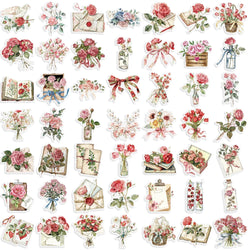 50pcs Flowers and Letters Cartoon Graffiti Stickers DIY Phone Guitar Laptop Notebook Suitcase PET Waterproof Sticker Kids Toy﻿ (Online Order Only)