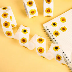 100-500PCS Sunflowers Stickers Packaging Stickers Roll Home Made Small Lables for Kids Pack Rolling Stickers Photocard Decor (ONLINE ORDER ONLY)
