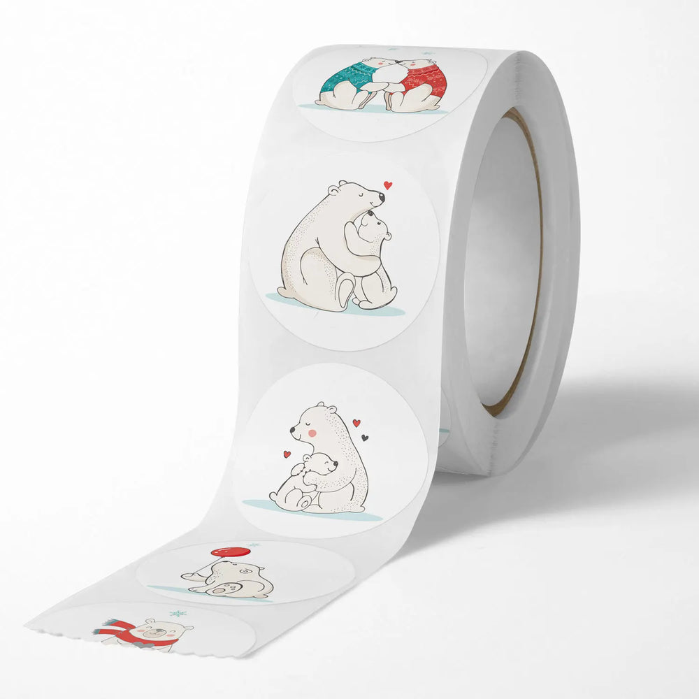 100-500 Pcs Round Cute Animal Polar Bear Party Adhesive Diy Seal Stickers Decorative Album Diary Cartoon Kawaii Label Decor (ONLINE ORDER ONLY)