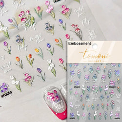 Hummingbird Iris Butterfly Peony Rose Tulip Daisy Lily Flowers Morning Glory Pearl Rhinestones Nail Art Sticker Decoration Decal (ONLINE ORDER ONLY)