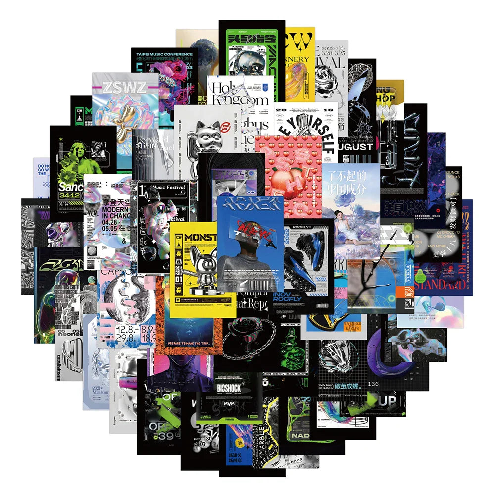 10/30/60pcs Cartoon Harajuku Acid Graphic Stickers Decals Laptop Motorcycle Phone Car Bike Cool Waterproof Sticker for Kids Toys (ONLINE ORDER ONLY)