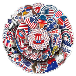 10/50Pcs American Flag Independence Day Cool Stickers Laptop Guitar Luggage Phone Waterproof Graffiti Sticker Decal Kid Toys (ONLINE ORDER ONLY)