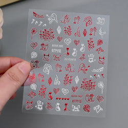 1pc Bohemian Valentine Nail Stickers 3D Self-Adhesive Fantasy Nail Art Glitter Sun, Heart, Lock, Star & Moon Designs Nail Decals (ONLINE ORDER ONLY)