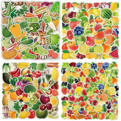 50pcs Creative Vegetable & Fruit Stickers for Luggage, Laptop, Phone, Kids' Reward, Decorative Toys (Online Order Only)