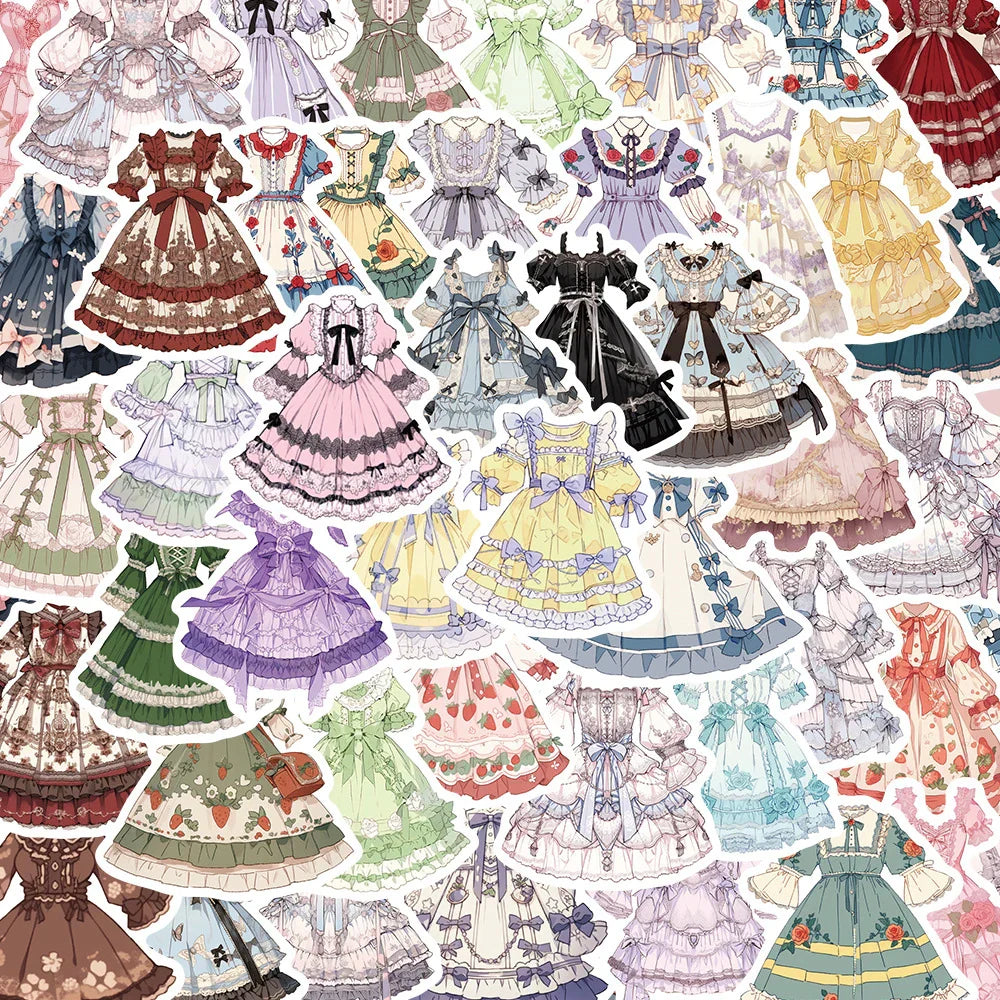 Anime Lolita Girl Aesthetic Stickers - 10/30/50pcs Kawaii Cartoon Decals for Laptop, Fridge, Phone, Diary (Online Order Only)