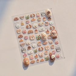 Cute Mango Dog Puppy Bear Bichon Blueberries Strawberry Cake Fruit Juice Desserts Corgi Adhesive Nail Art Sticker Manicure Decal (Online Order Only)