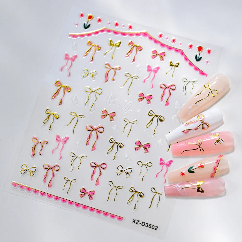 1pc Dark Red Butterfly Nail Art Stickers Retro Luxury Self Adhesive  Slider Holographic Glitter DIY 3D Nail Art Decal Decoration (ONLINE ORDER ONLY)