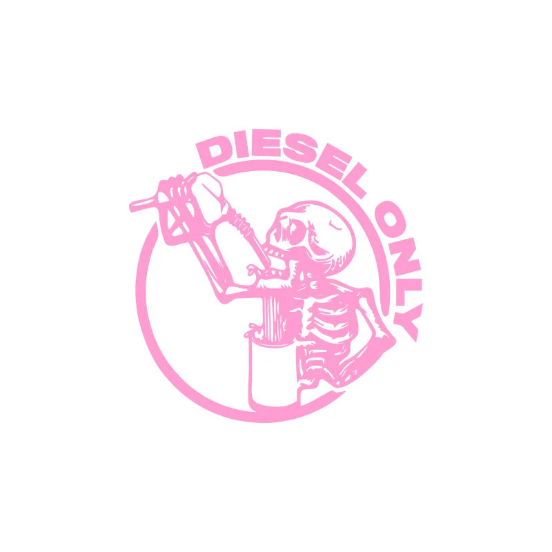 Diesel Only Skull for Car Sticker Decoration Fuel Tank Cap Roundness Outdoor Sticker External Accessories Waterproof Vinyl Decal (ONLINE ORDER ONLY)