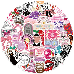 10/50pcs Pink Smutty Dark Romance Bookish Spice Reader Girl Cartoon Sticker Aesthetic Car Kindle Ipad Phone Laptop Diary Sticker (Online Order Only)
