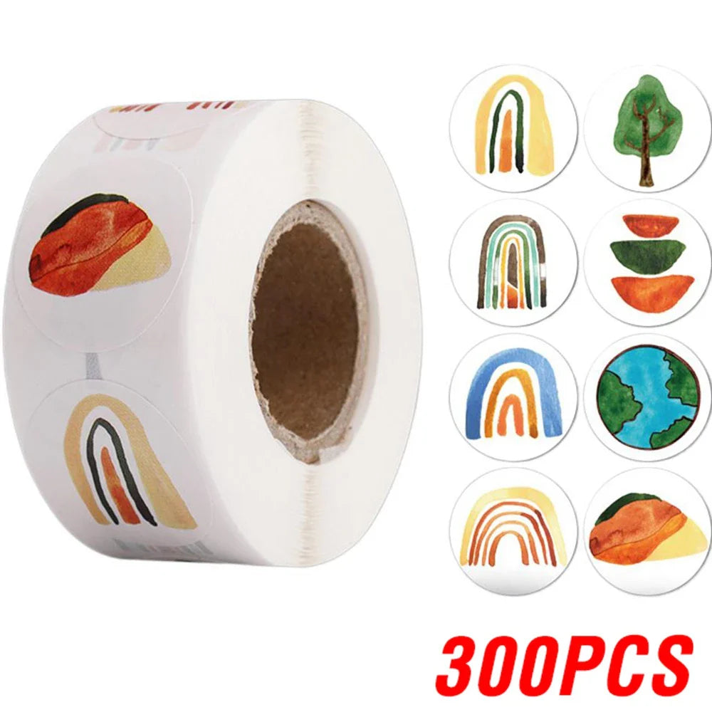 100-500pcs Round Cartoon Sticker 1Inch Thank You Stickers for Gift Cards Envelope Paper Scrapbook Sealing Label (ONLINE ORDER ONLY)