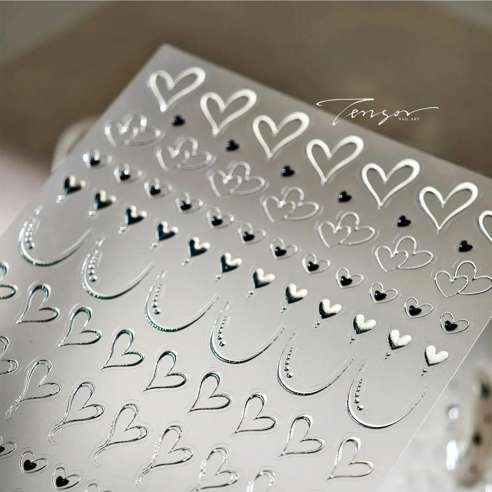 Line Love Heart Arc French Romantic Curve Punk Attitudinal Hollow Geometric Figure Adhesive Nail Art Stickers Manicure Decals (Online Order Only)