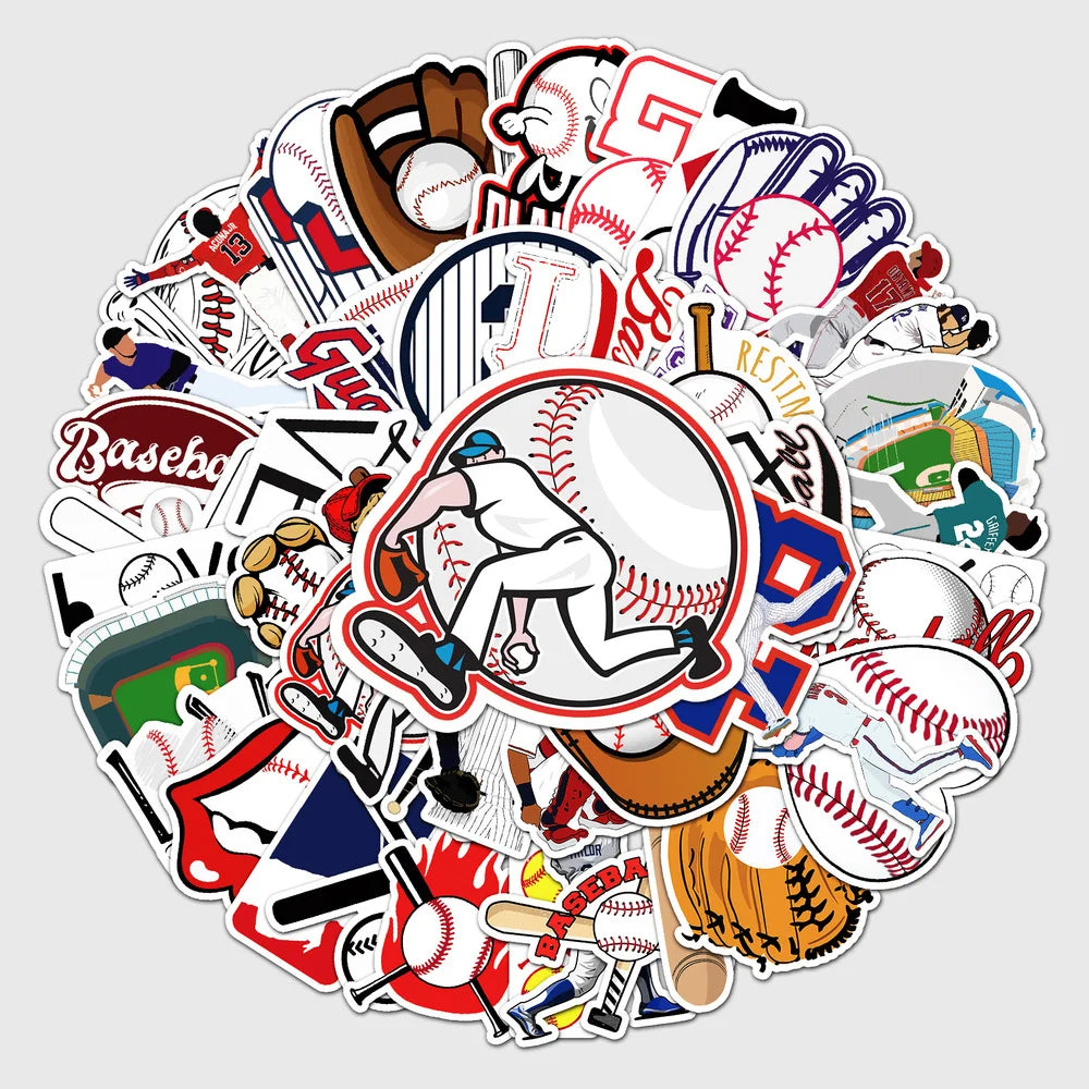 10/50PCS Creative Cartoon Sports Baseball Stickers Notebook Luggage Hand Account Decoration Graffiti Waterproof Stickers (ONLINE ORDER ONLY)