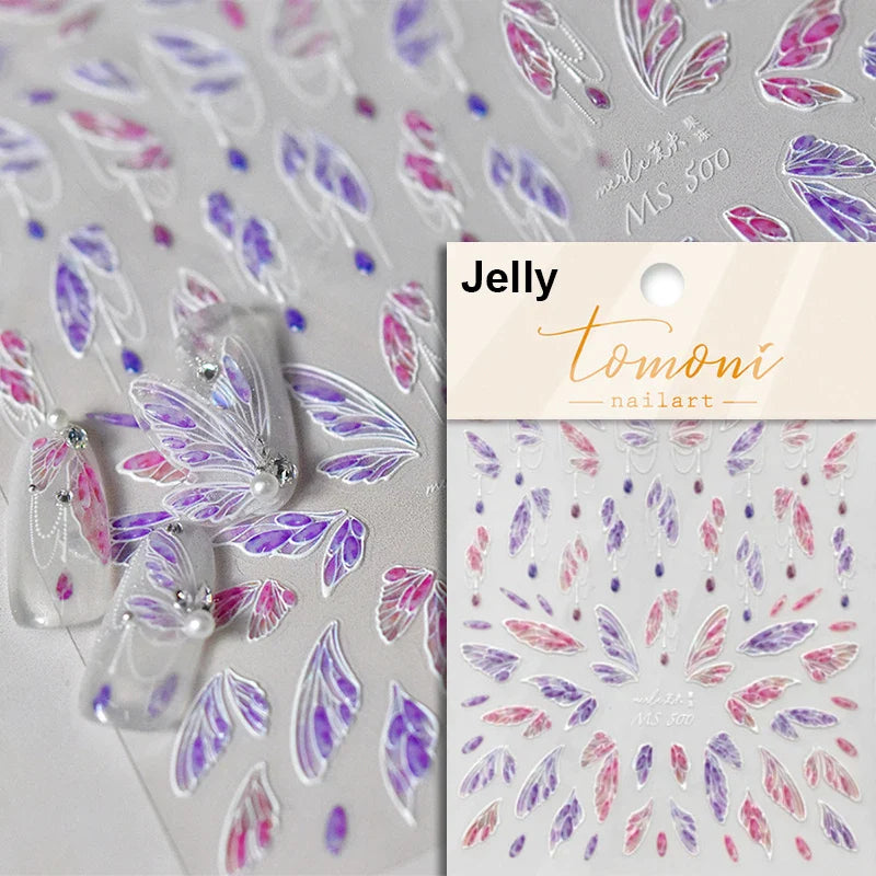 Charming White Shiny Pearl Rhinestone Wings Feathers Crown Moon Stars 3D Self Adhesive Nail Art Sticker Manicure Decal Wholesale (ONLINE ORDER ONLY)