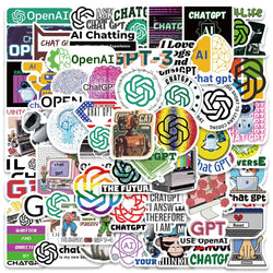 60PCS OpenAI ChatGPT Logo Stickers for Skateboard, Laptop, Guitar, Phone, Car, Kid Toy Decals (Online Order Only)