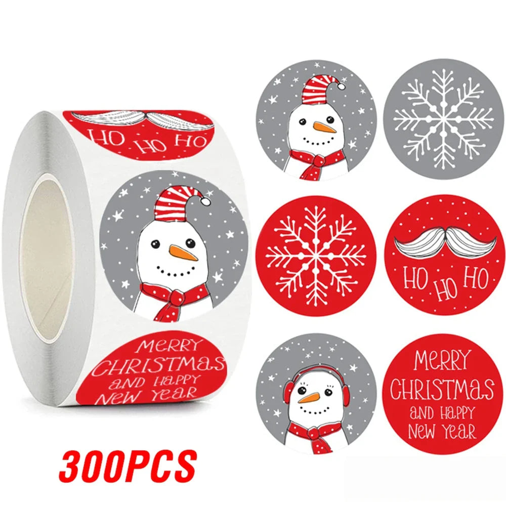 100-500pcs Merry Christmas Gift Box Decoration Seal Sticker Home Party Supplies Envelope Label Scrapbook Stickers (ONLINE ORDER ONLY)
