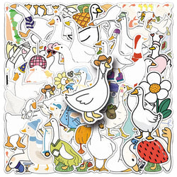 10/30/50PCS Big White Goose Stickers Swan Cartoon Sticker Funny Animal Graffiti Laptop Phone Guitar Car Bike Decals Kids Toys (ONLINE ORDER ONLY)