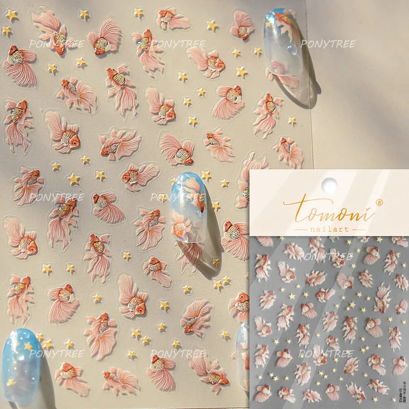Shiny Mermaid Tail Fish Tail Sea Wave Jelly Spoondrift Shell Starfish Ocean Romantic Delicate Nail Art Stickers Manicure Decals (ONLINE ORDER ONLY)