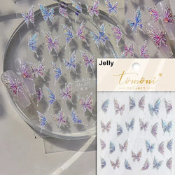 Dreamy Charming Shiny Beautiful Black White Butterfly Flower Love Heart Bowknot 5D Self Adhesive Nail Art Sticker Manicure Decal (ONLINE ORDER ONLY)