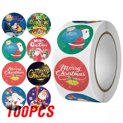100-500Pcs Merry Christmas Stickers Xmas Envelope Seal Stickers for Christmas Decoration, Wedding Party, Holiday Gift Package (ONLINE ORDER ONLY)