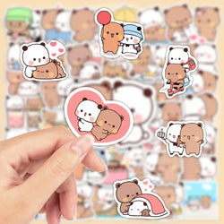 50sheets/set Bear Cute Bear and Panda Stickers PVC Waterproof Cartoon Bear and Panda Stickers Cartoon Panda Bubu Dudu Stickers (ONLINE ORDER ONLY)