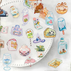 50pcs Clear Glass Flowers Plants and Animals PET Sticker Aesthetic Decoration Scrapbooking Stationery School Supplies Stickers (ONLINE ORDER ONLY)