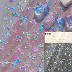 Ocean Elements Starry Sea Shoal of Fish School Water Bubbles Water Bubbles Adhesive Nail Art Decoration Sticker Manicure Decals (Online Order Only)