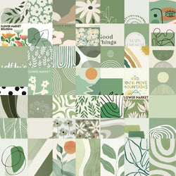 50pcs INS Style Sage Green Stickers for Laptop Scrapbook Notebook Wall Phone Diary Aesthetic Graffiti Waterproof Decoration Toys (ONLINE ORDER ONLY)